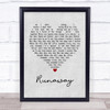 Del Shannon Runaway Grey Heart Quote Song Lyric Print