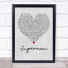 Scouting For Girls Superman Grey Heart Quote Song Lyric Print