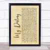 Lionel Ritchie My Destiny Rustic Script Song Lyric Quote Print