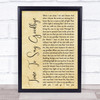 Sarah Brightman Time To Say Goodbye Rustic Script Song Lyric Quote Print