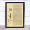 George Michael Freedom '90 Rustic Script Song Lyric Quote Print