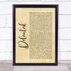 Anastacia Defeated Rustic Script Song Lyric Quote Print