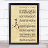 Fat Larry's Band Zoom Rustic Script Song Lyric Quote Print