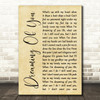 The Coral Dreaming Of You Rustic Script Song Lyric Quote Print