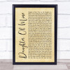 John McDermott Daughter Of Mine Rustic Script Song Lyric Quote Print