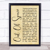 The Prodigy Out Of Space Rustic Script Song Lyric Quote Print