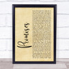 Calvin Harris and Sam Smith Promises Rustic Script Song Lyric Quote Print