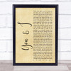 John Legend You & I Rustic Script Song Lyric Quote Print