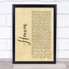 Bryan Adams Heaven Rustic Script Song Lyric Quote Print