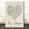 Kasey Chambers I'm Alive Script Heart Song Lyric Quote Print