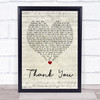 Dido Thank You Script Heart Song Lyric Quote Print