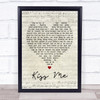 Sixpence None The Richer Kiss Me Script Heart Song Lyric Quote Print