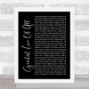 Whitney Houston Greatest Love Of All Black Script Song Lyric Quote Print