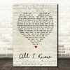 Art Garfunkel All I Know Script Heart Song Lyric Quote Print