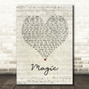 Coldplay Magic Script Heart Song Lyric Quote Print