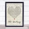 The Beatles Oh! Darling Script Heart Song Lyric Quote Print