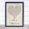 U2 With Or Without You Script Heart Song Lyric Quote Print