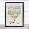 Dreams Fleetwood Mac Script Heart Quote Song Lyric Print