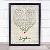 Layla Eric Clapton Script Heart Song Lyric Quote Print