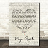 My Girl The Temptations Script Heart Song Lyric Quote Print