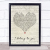 Anastacia Eros Ramazotti I belong to you Script Heart Song Lyric Quote Print