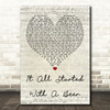 Frankie Ballard It All Started With A Beer Script Heart Song Lyric Quote Print