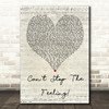 Justin Timberlake Can't Stop The Feeling! Script Heart Song Lyric Quote Print