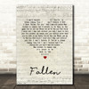 Lauren Wood Fallen Script Heart Song Lyric Quote Print