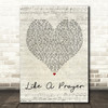 Madonna Like A Prayer Script Heart Song Lyric Quote Print