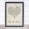 Mumford & Sons Rose Of Sharon Script Heart Song Lyric Quote Print