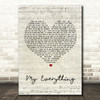 Owl City My Everything Script Heart Song Lyric Quote Print