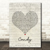 Paolo Nutini Candy Script Heart Song Lyric Quote Print