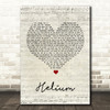 Sia Helium Script Heart Song Lyric Quote Print