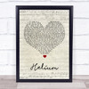 Sia Helium Script Heart Song Lyric Quote Print