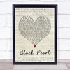 Sonny Charles & The Checkmates Black Pearl Script Heart Song Lyric Quote Print