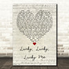 Evelyn Knight Lucky, Lucky, Lucky Me Script Heart Quote Song Lyric Print