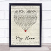 Foo Fighters My Hero Script Heart Quote Song Lyric Print