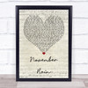 Guns N' Roses November Rain Script Heart Quote Song Lyric Print