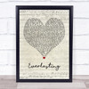 Take That Everlasting Script Heart Quote Song Lyric Print