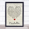 Michelle The Beatles Script Heart Quote Song Lyric Print