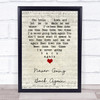 Never Going Back Again Fleetwood Mac Script Heart Quote Song Lyric Print
