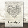 Calvin Harris and Sam Smith Promises Script Heart Song Lyric Quote Print