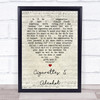 Cigarettes & Alcohol Oasis Script Heart Quote Song Lyric Print
