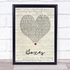 Goo Goo Dolls Boxes Script Heart Song Lyric Quote Print