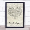 The Beatles Real Love Script Heart Song Lyric Quote Print