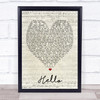 Hello Adele Script Heart Quote Song Lyric Print