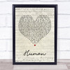 The Killers Human Script Heart Song Lyric Quote Print