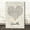 White Lies Death Script Heart Song Lyric Quote Print