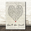 Elvis Presley Don't Be Cruel Script Heart Song Lyric Quote Print