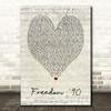George Michael Freedom '90 Script Heart Song Lyric Quote Print